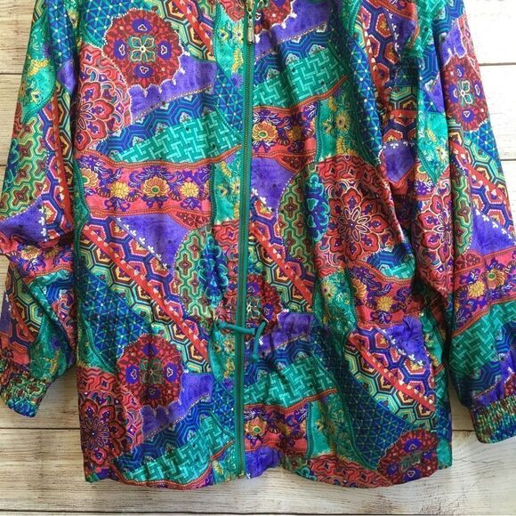 VINTAGE LAVON PETITES JEWEL TONES WINDBREAKER - Picture 3 of 6